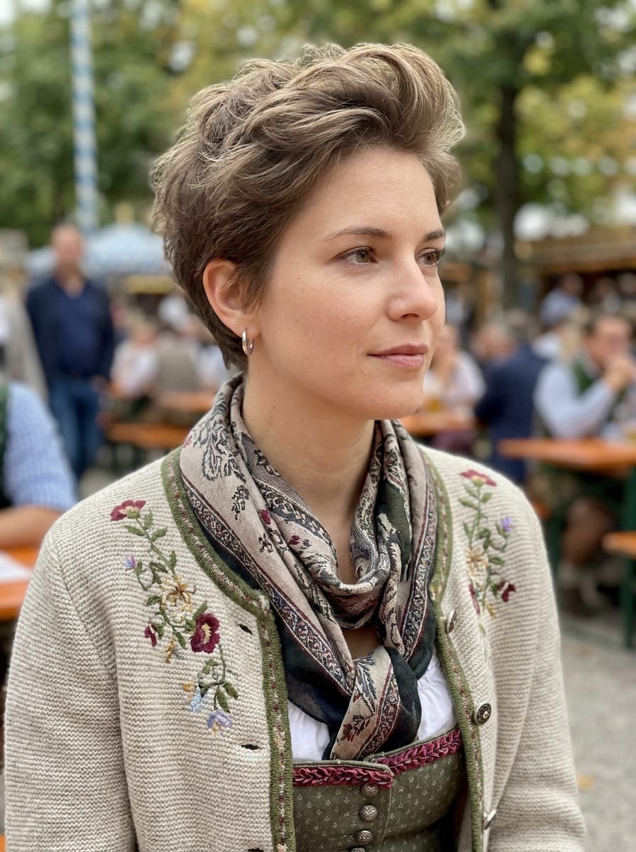 Pixie Cut mit weichem Volumen - Oktoberfest Frisur für kurze Haare